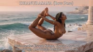 Dhanurasana. Bow-Pose. Yogini. Greek goddess, classical artistic yoga on wet marble 30s