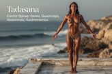 Tadasana. Mountain Pose. Yogini. Greek goddess, classical artistic yoga on wet marble 30s